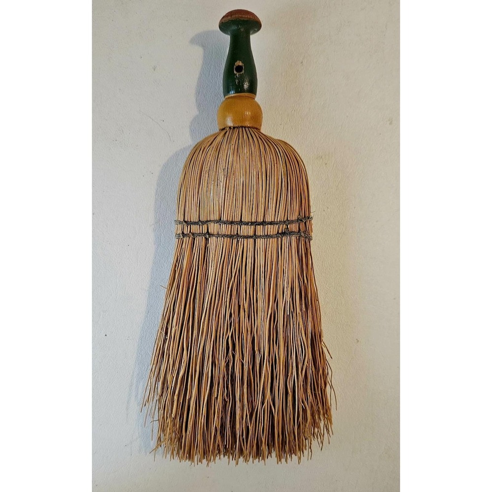 Vintage Straw Whisk Broom Wood Handle Primitive Rustic Farmhouse 1950's